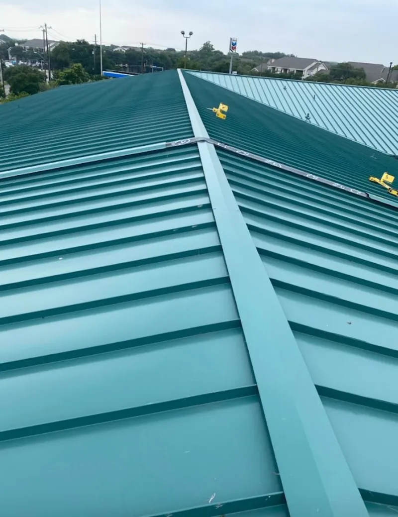 Green commercial metal roof ridge and valley for Metal Roof Repair in Dana Point